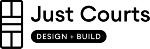 Just Courts Court Design Plus Build black and white logo